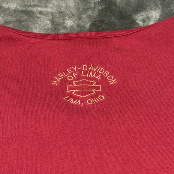 Harley Davidson Women's XL Shirt Red Lace Up Front Sleeveless Y2K Biker Tank - Picture 6 of 10